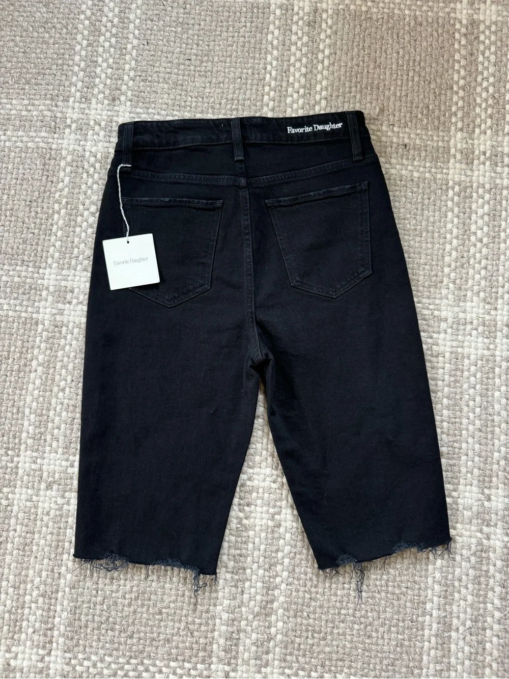 Favorite Daughter Eva long black denim shorts